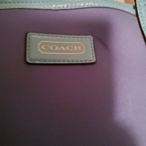 NWT Coach Blue Neoprene Tote Bag - Picture 4 of 8